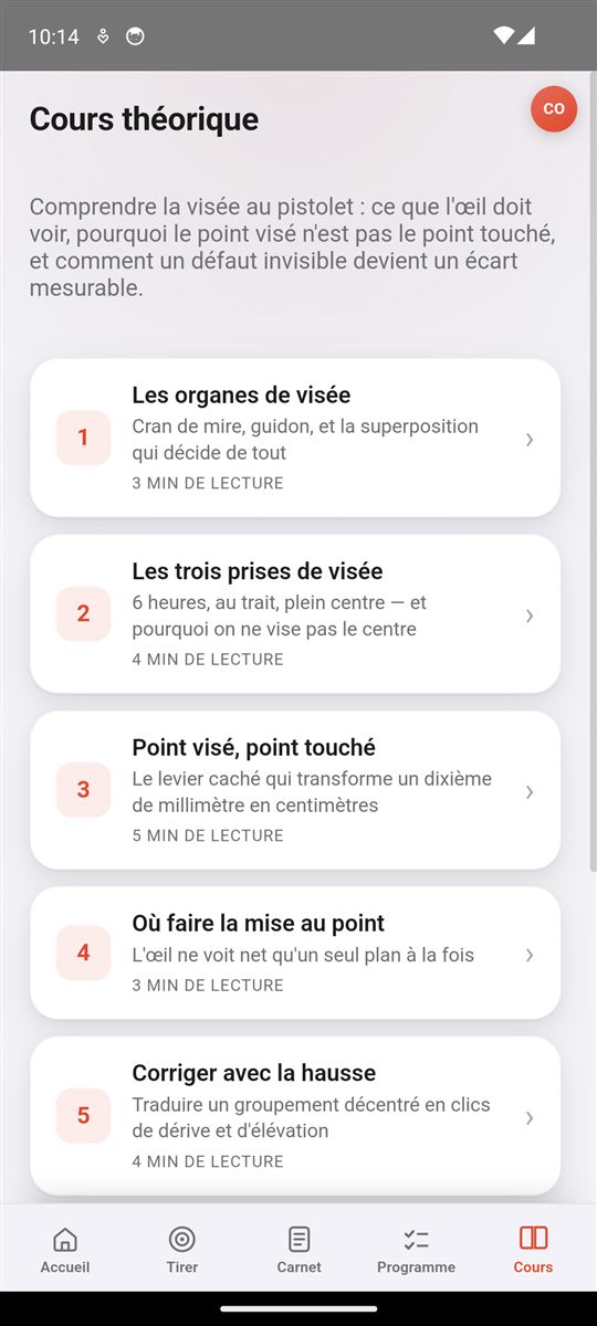 Cours de visée en six chapitres avec outil interactif.